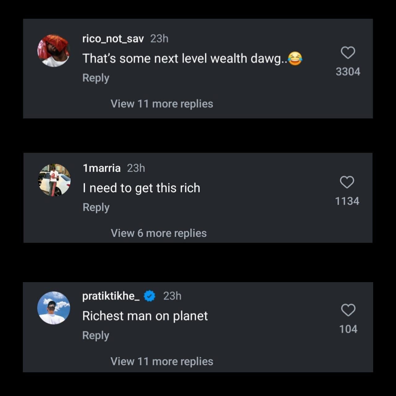 Comments underneath @hotfreestyle's IG post